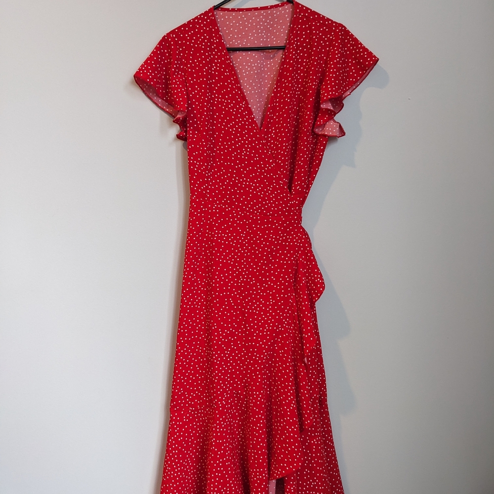Red Polka Dot Wrap Dress